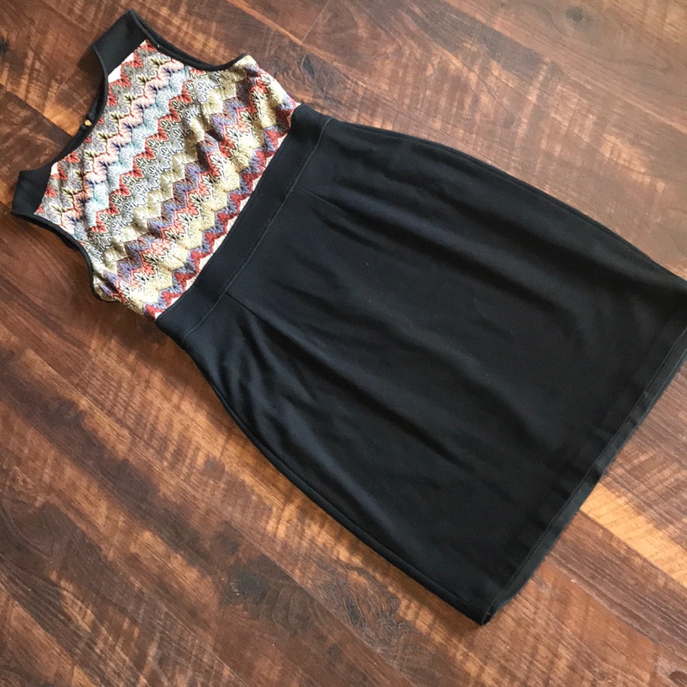 Maggy London Black and Lace Sheath Dress Sz 12